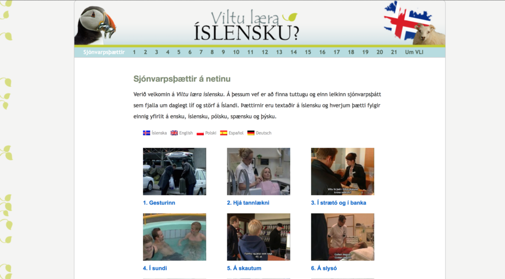 Screen shot of Viltu Læra Íslensku? Do You want to learn Icelandic?